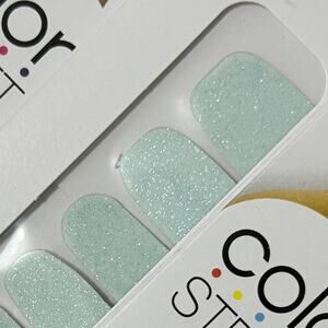 New Color Street “A World to Sea” Pale Baby Blue with Silver Shimmer Nail Strips